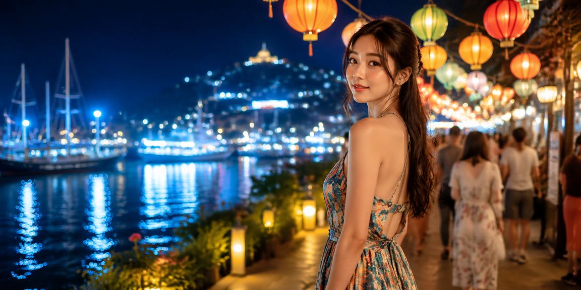 Không khí chợ đêm Nha Trang về đêm, liên tưởng đến sự sôi động của live casino trực tuyến