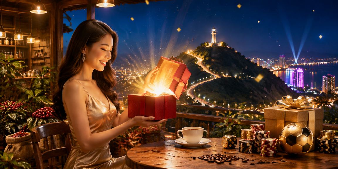 Khung cảnh giải trí casino ven biển Vũng Tàu với ly cà phê Việt Nam